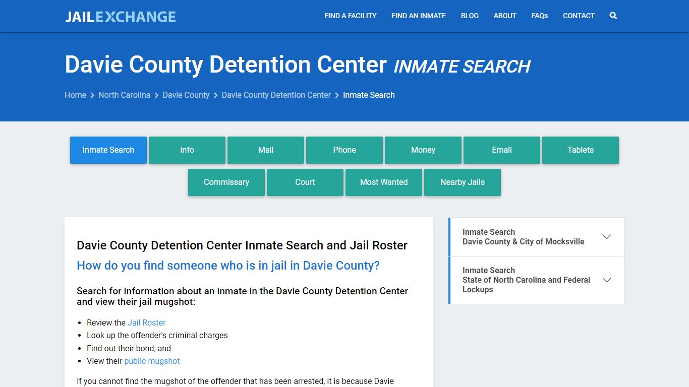 Davie County Detention Center Inmate Search - Jail Exchange